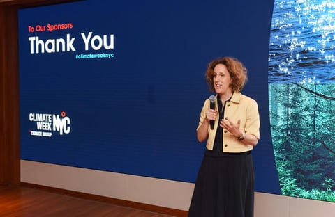 Climate Group CEO Helen Clarkson speaking at the Climate Leaders Reception