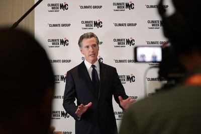 California Governer Gavin Newson being interviewed at Climate Week NYC California Governer Gavin Newson being interviewed at Climate Week NYC