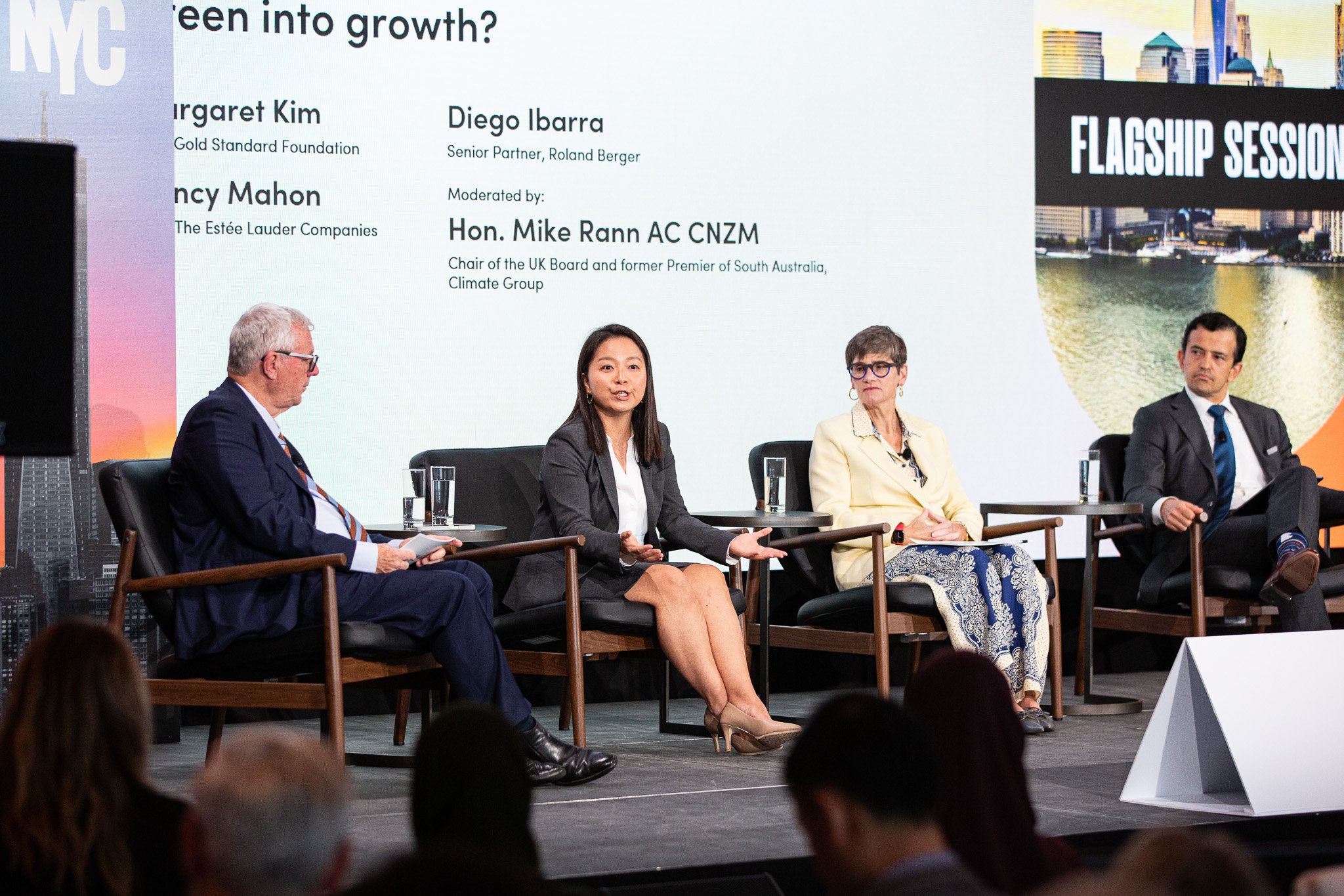 Senior business leaders discussing clean and effective growth during a flagship panel session at Climate Week NYC
