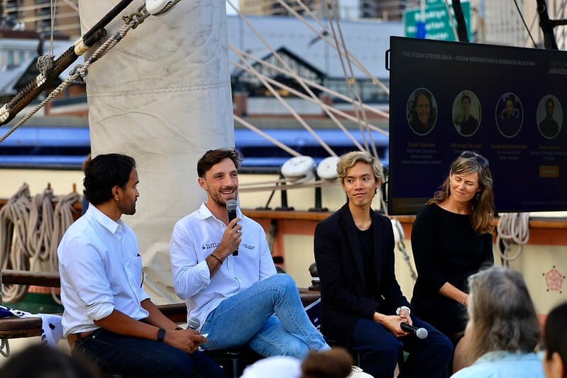 Plastic Odyssey speakers at The Ocean Awakens event