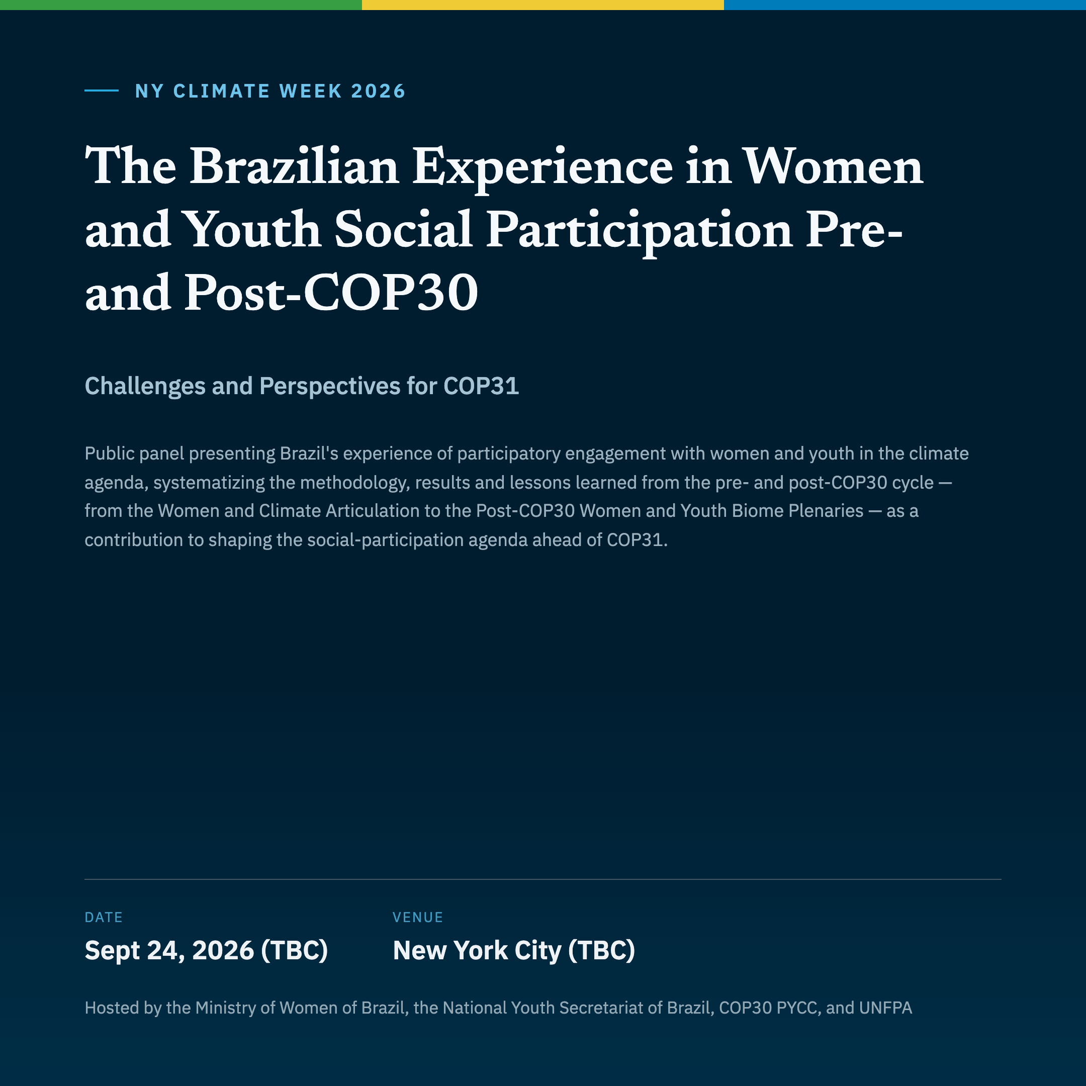 The Brazilian Experience in Women and Youth Social Participation Pre- and Post-COP30: Challenges and Perspectives for COP31