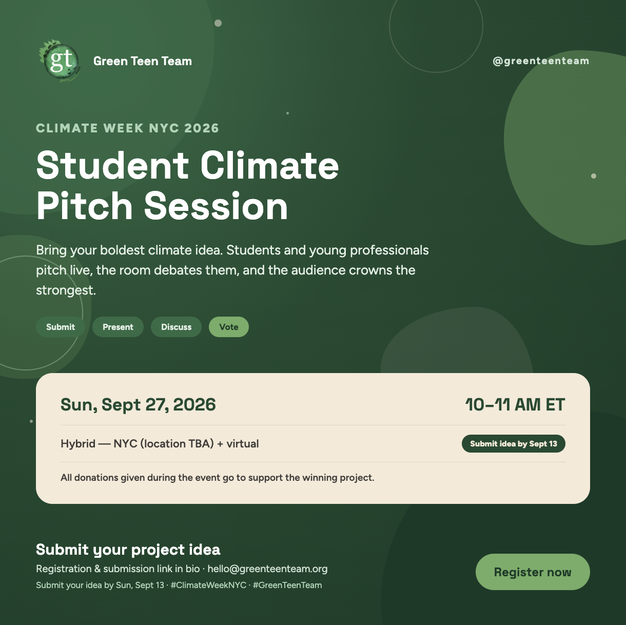 Climate Pitch Session, GTT x Climate Week NYC 2026
