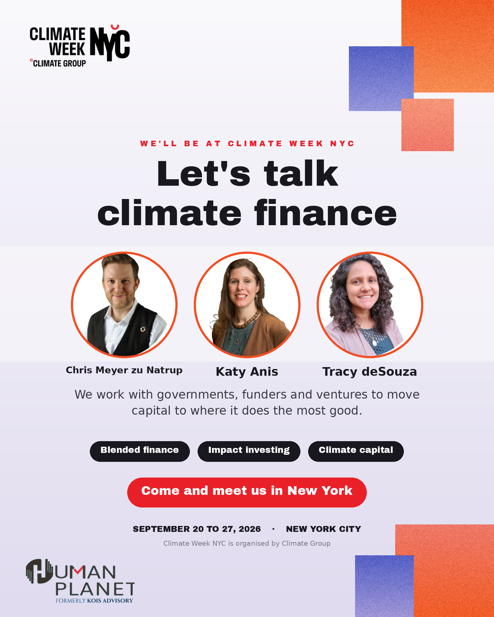 Human Planet: ​Climate, Care, Children and Innovative Finance