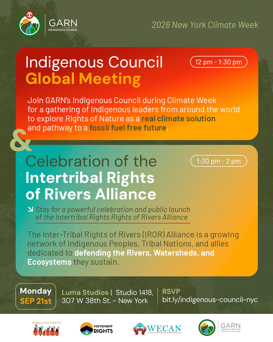GARN Indigenous Council Global Meeting & Celebration of Inter-Tribal Rights Rights of Rivers Alliance