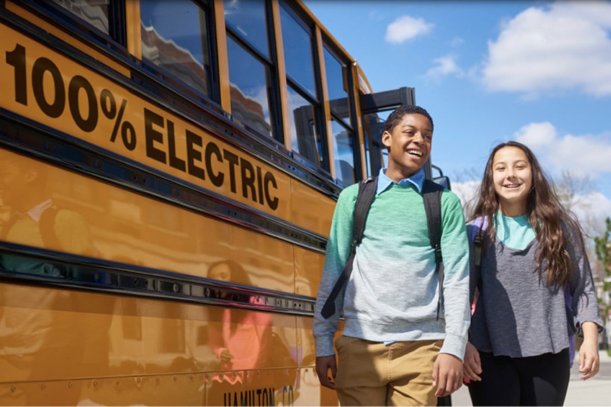 First Student Electric School Bus Activation in Times Square
