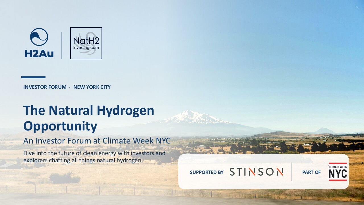 The Natural Hydrogen Opportunity: An Investor Forum at Climate Week NYC